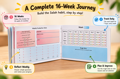 Salah Sharpener – 4-Month Salah Tracker for Kids & Adults - English